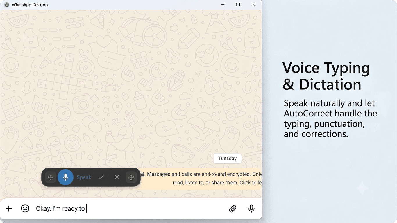 Voice Typing in WhatsApp Desktop